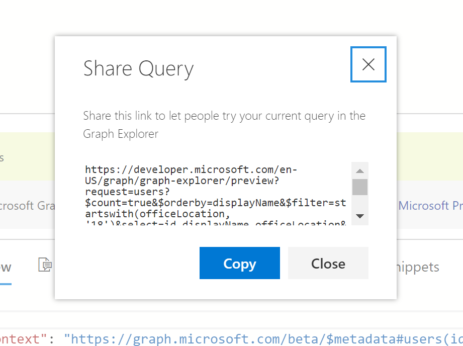 Let people try your query in Microsoft Graph Explorer